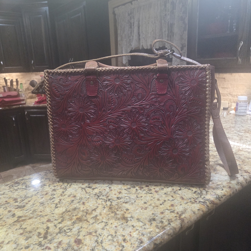 Floral Embossed Leather Bag